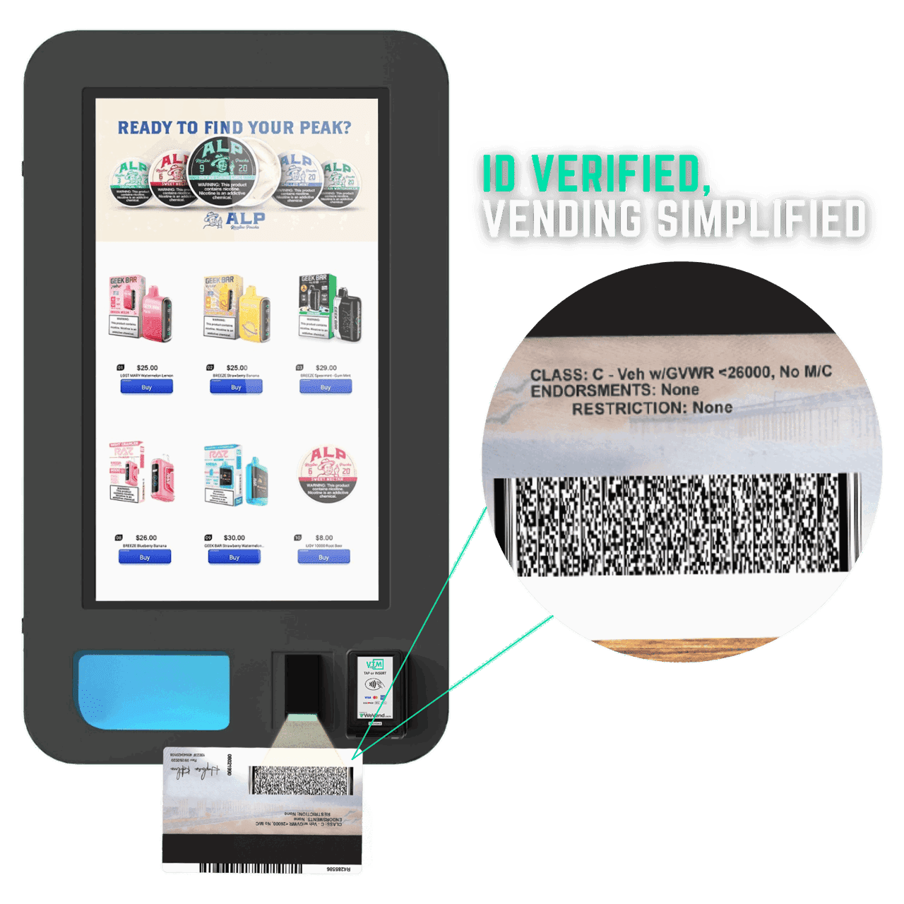 Age-verified nicotine vending machine example